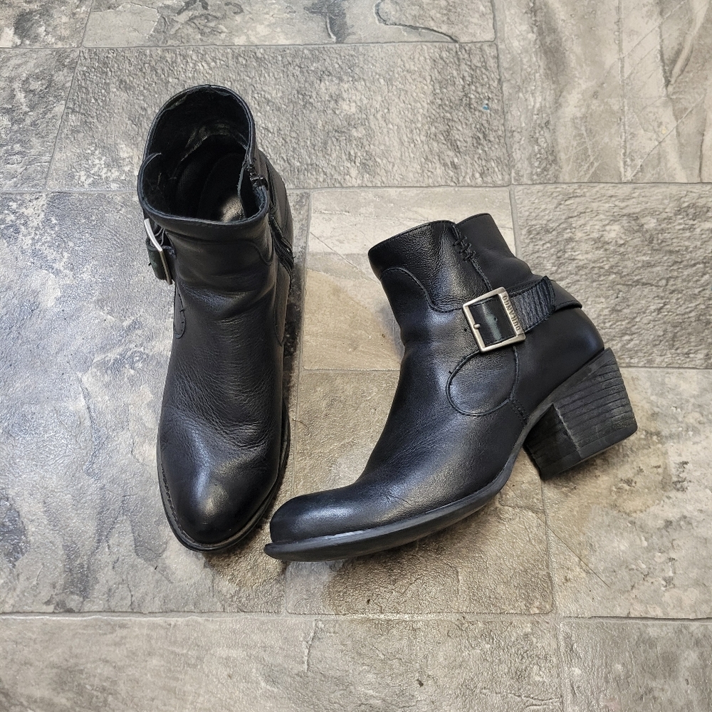 Vintage 90s y2k Durango Black Leather‎ 6" Shorty Harness Moto Western Boots 8